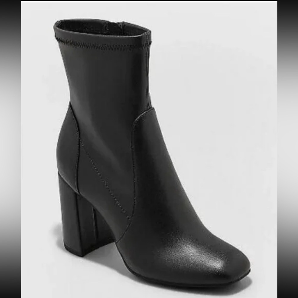 NIB A New Day sock boot block heel black Asstd Szs